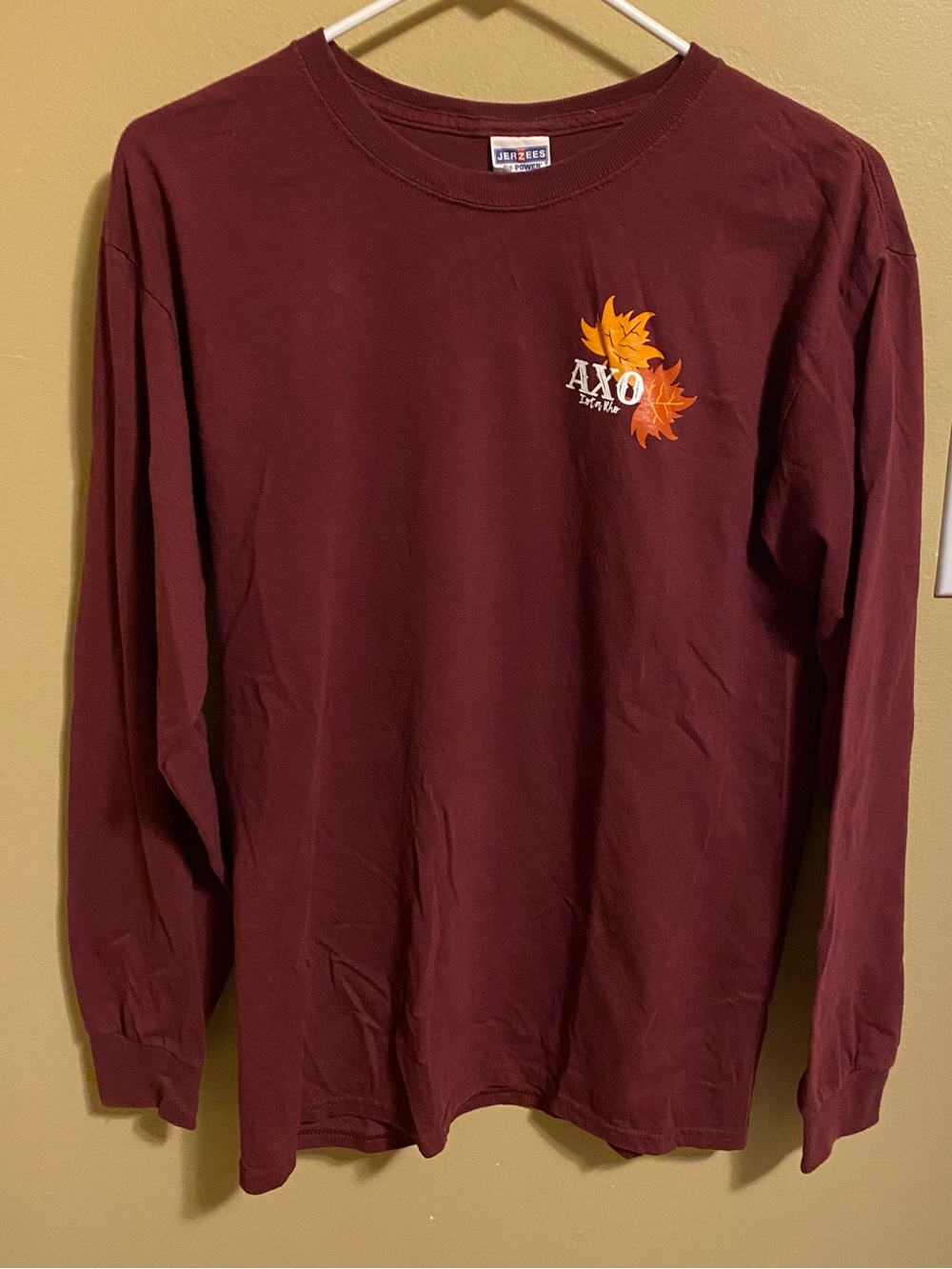 Alpha Chi Omega Maroon Fall Leafy long sleeve tee